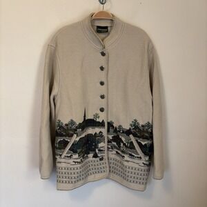 Geiger of Austria Boiled Wool‎ Jacket Coat US 10 EU 42  Winter Graphic Christmas